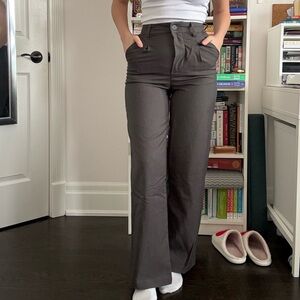 H&M Divided Grey High-Waisted Straight Leg Trousers